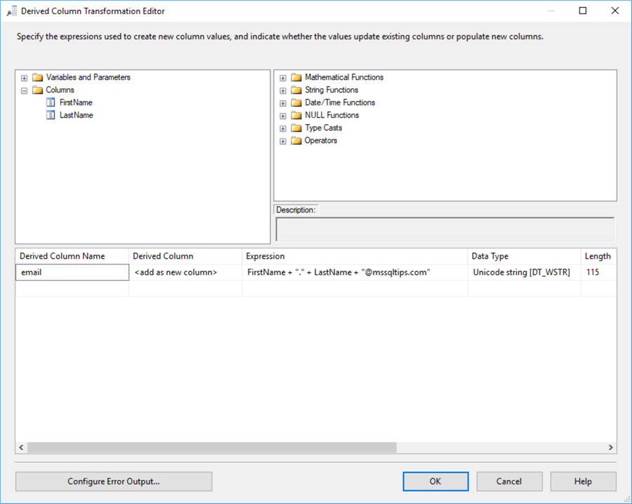 SSIS email expression