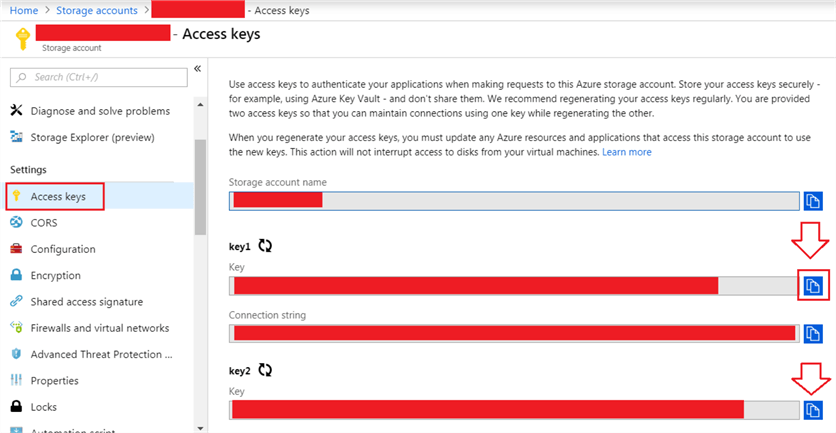 Azure Storage Account Access Keys