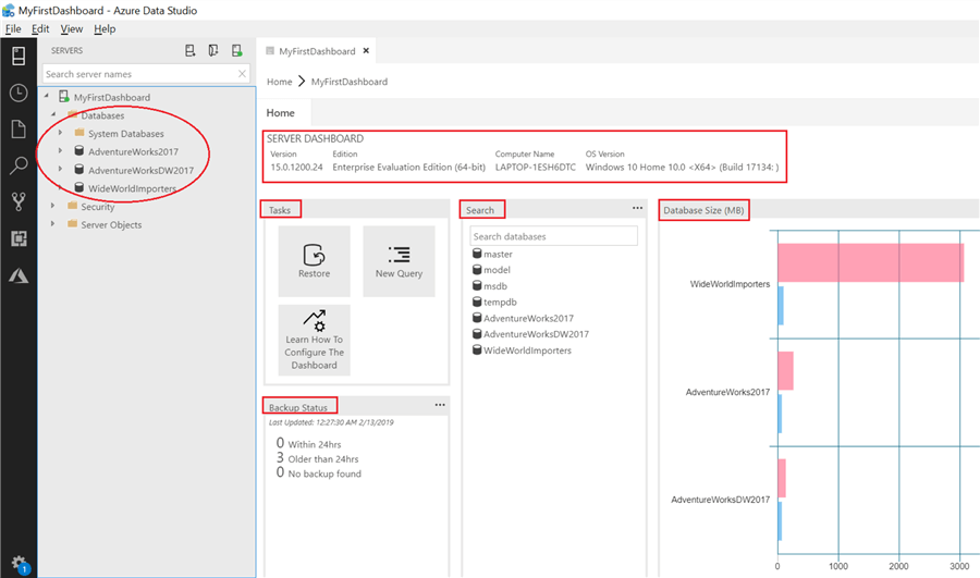 Customize Azure Data Studio with Dashboard Widgets