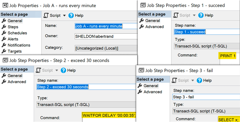 Job with three steps