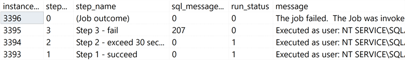 Data in msdb.dbo.sysjobhistory