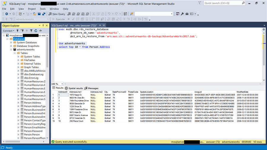 Restore the SQL Server database on AWS RDS