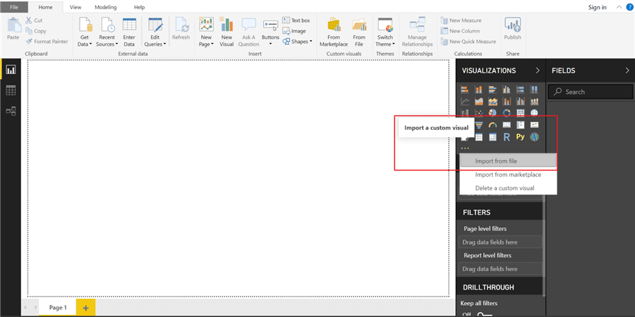Importing a custom visual in Power BI Desktop