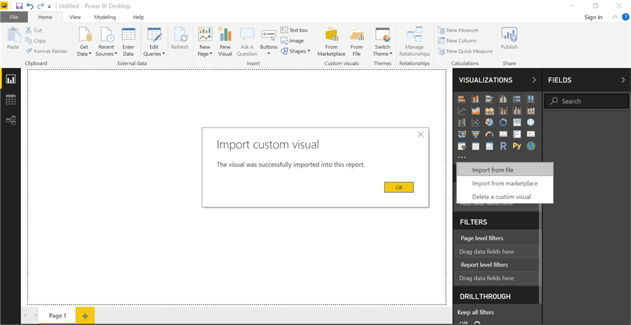 Click OK to import the custom visual in Power BI Desktop.
