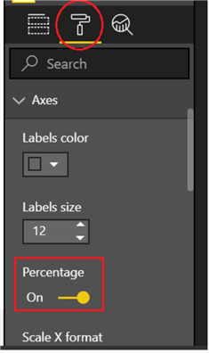 Applying formatting on Axes in format pane in Power BI Desktop.