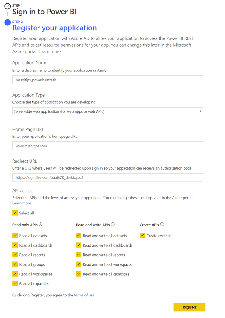 register app