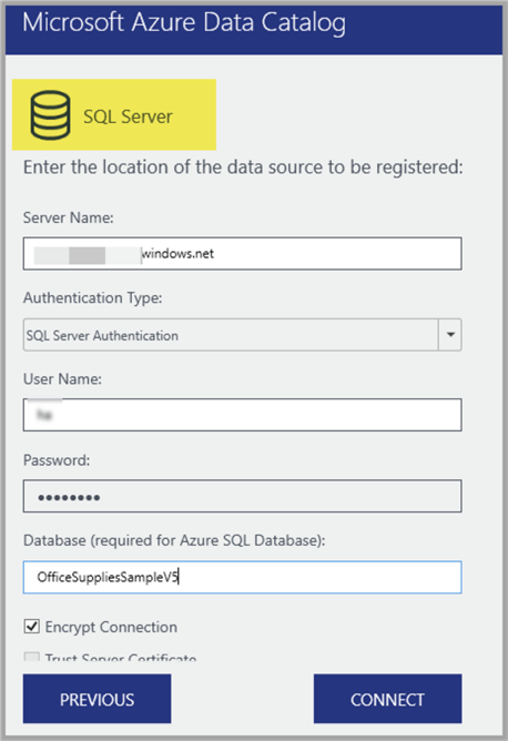 Location of the data source to be registered