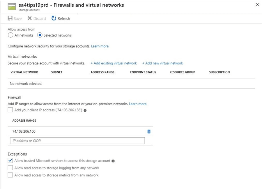 Azure Storage Explorer - Enable firewall - This action disables the laptop from communicating with the service.