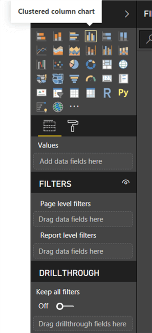 Clustered Column chart - This image shows from where to select a "Clustered Column Chart"
