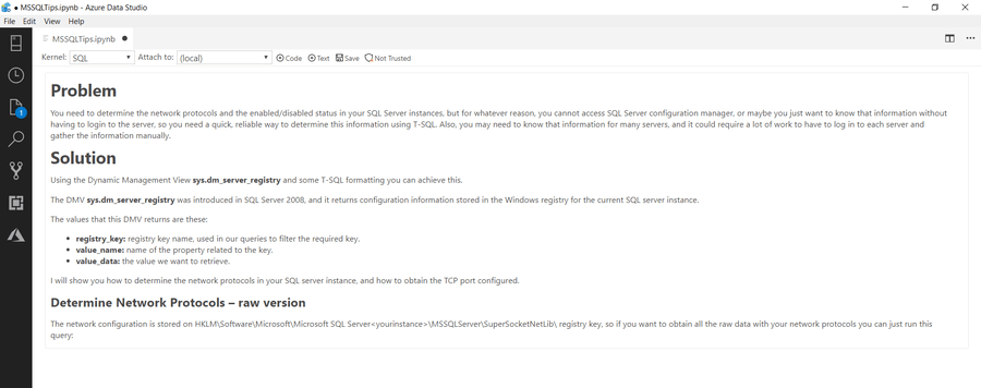 Azure Data Studio Notebook - Results after editing document
