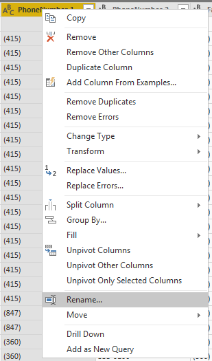 Power Query - rename column