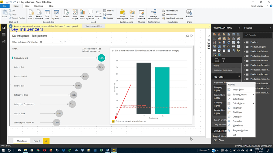 Ignore values option in Power BI