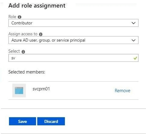 Give the service pinciple contributor access.