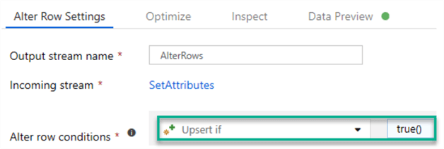 Step to alter rows based on upsert true condition.