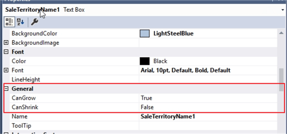 Textbox CanGrow and CanShrink properties