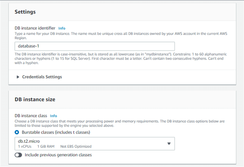 AWS RDS - SQL Server DB Instance settings