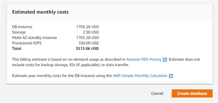 AWS RDS - Cost Estimates