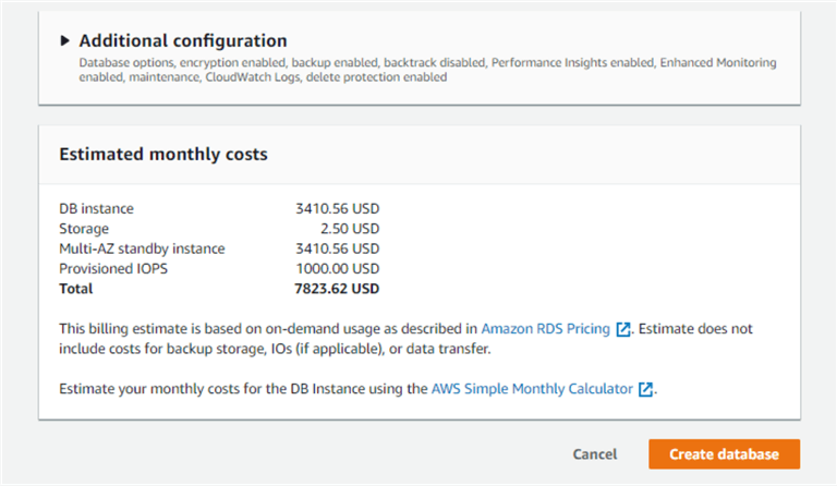 AWS RDS - Cost Estimates