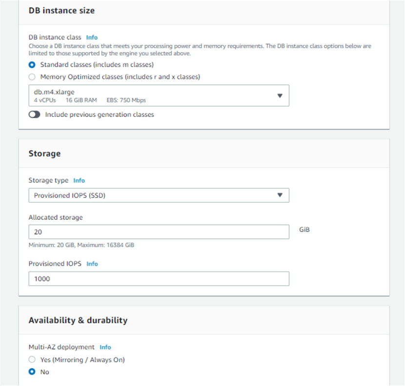 AWS RDS - SQL Server Dev Instance Size