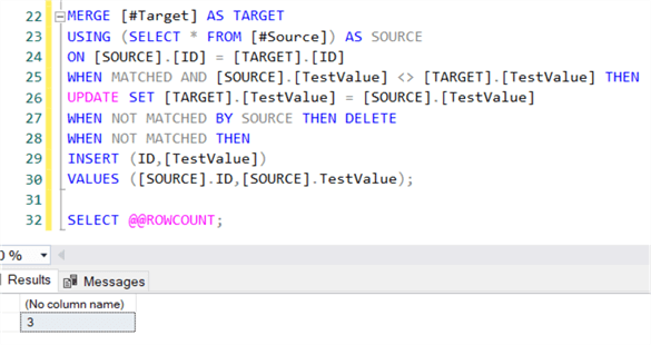 MERGE and @@ROWCOUNT
