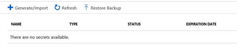 Azure Portal - Azure Key Vault Generate/Import View