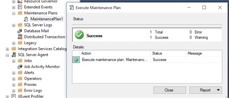 execute maintenance plan