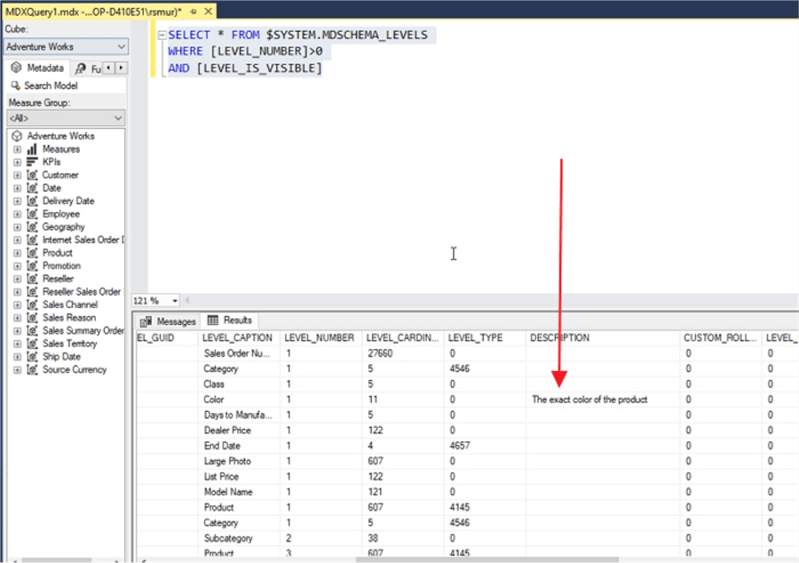 SSAS DMX view for description
