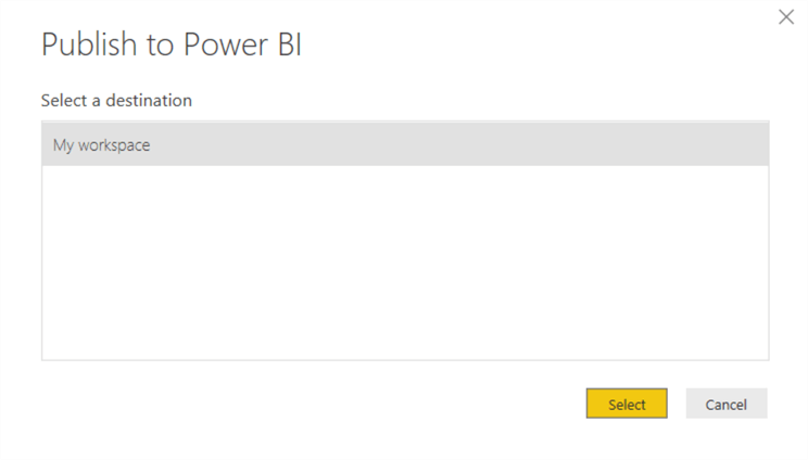 Select workspace to publish