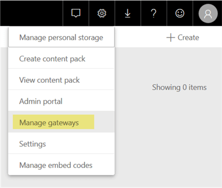 Power BI service manage gateways