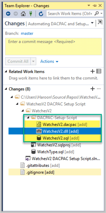 Saving Changes into Git Source Control.