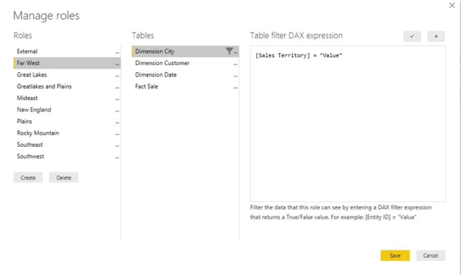 Manage Roles table filter
