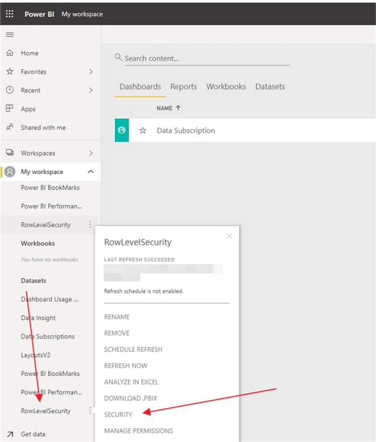 Power BI Service Dataset