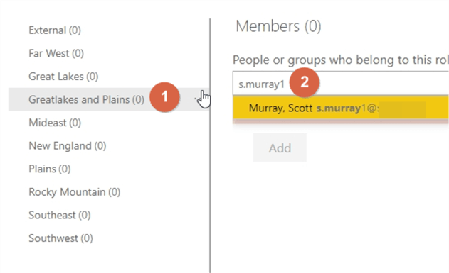 Add Members to role, enter email address