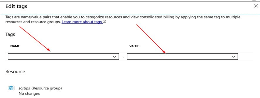 edit tags in azure
