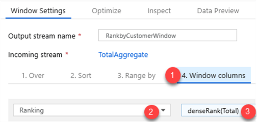 MSSQLTip14_DataFlowWindowColumns Window columns Settings for rank