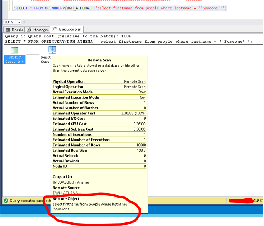 query data from ssms to aws athena with openquery