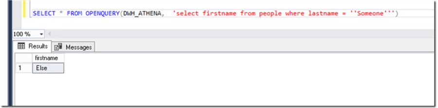 query resutls