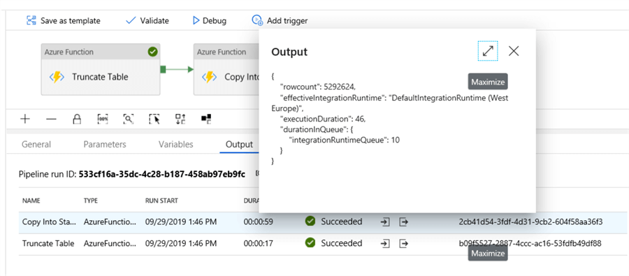execute functions in ADF