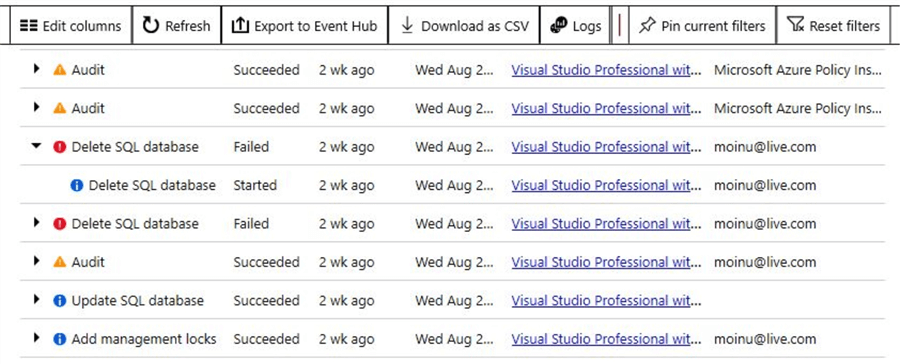 azure monitor log