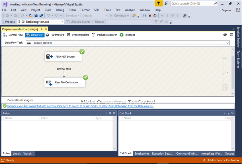 data flow task looks like follows while executing a package