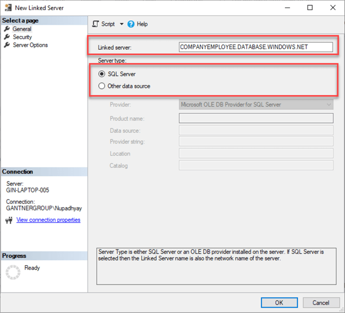 sql server linked server new