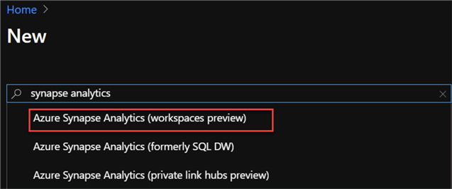 ASAWorkspace Image of Synapse Analytics Workspace selection