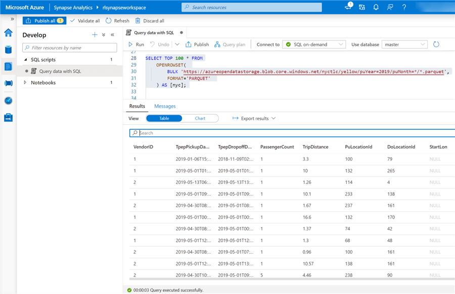 SampleQuery1 Sample query data lake