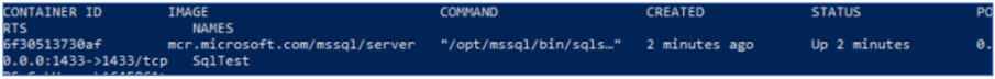 docker ps SqlTest