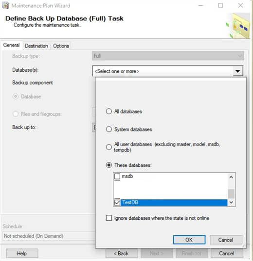 Backup Database Task in SQL Server Maintenance Plans