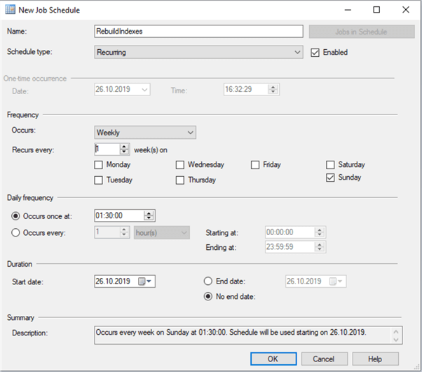 maintenance plan wizard schedule