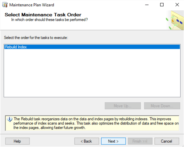 maintenance plan wizard task order