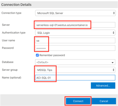 connect to sql server