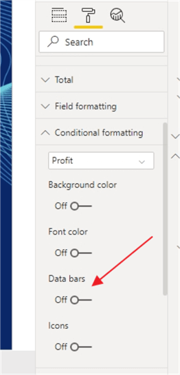 Conditional formatting Data Bar Option