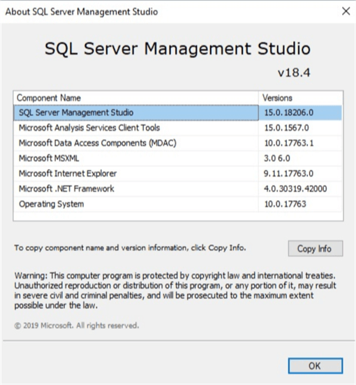 ssms version